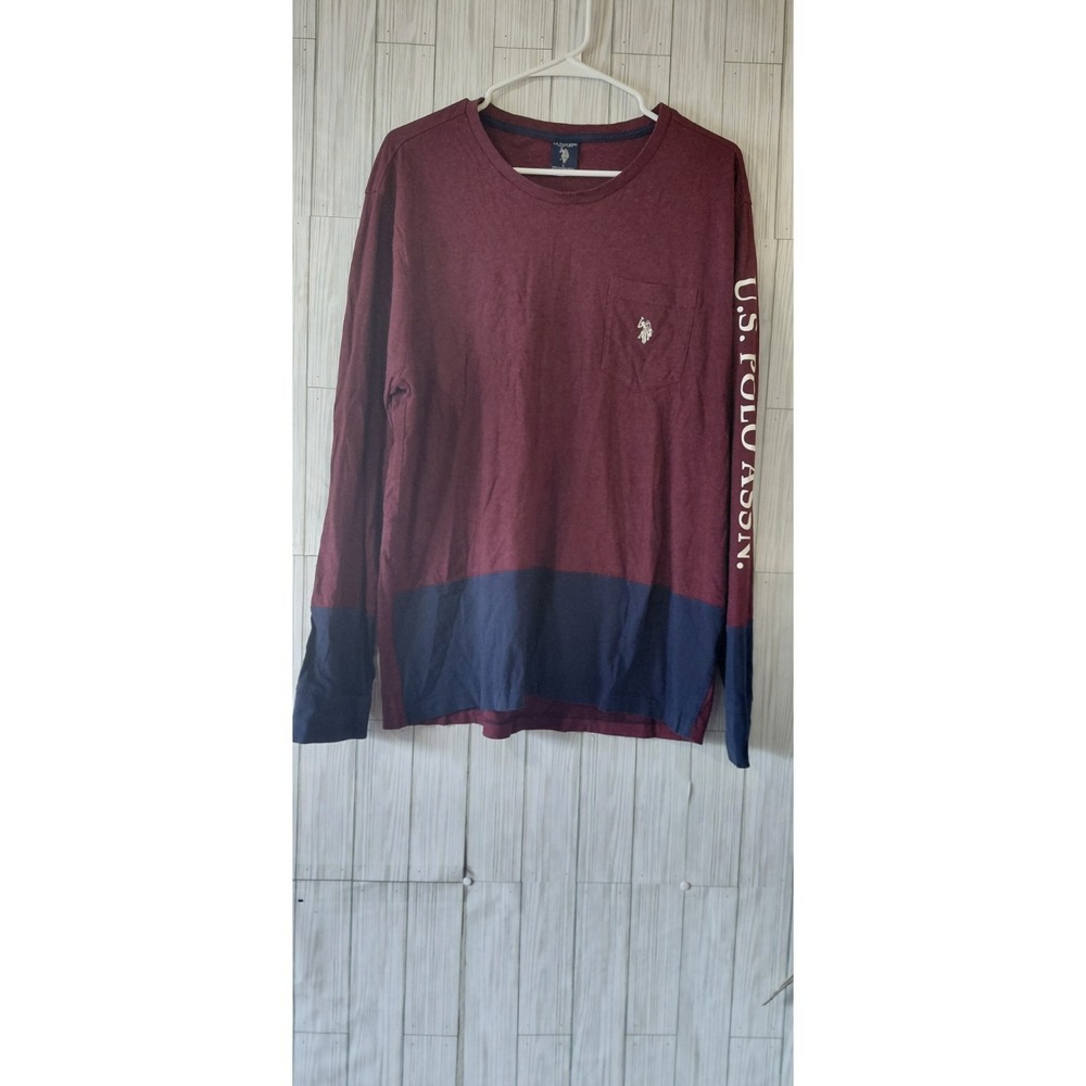 Casual basic U.S. Polo Assn. Men's Color-Block Long-Sleeve T-Shirt Athletic Sz L